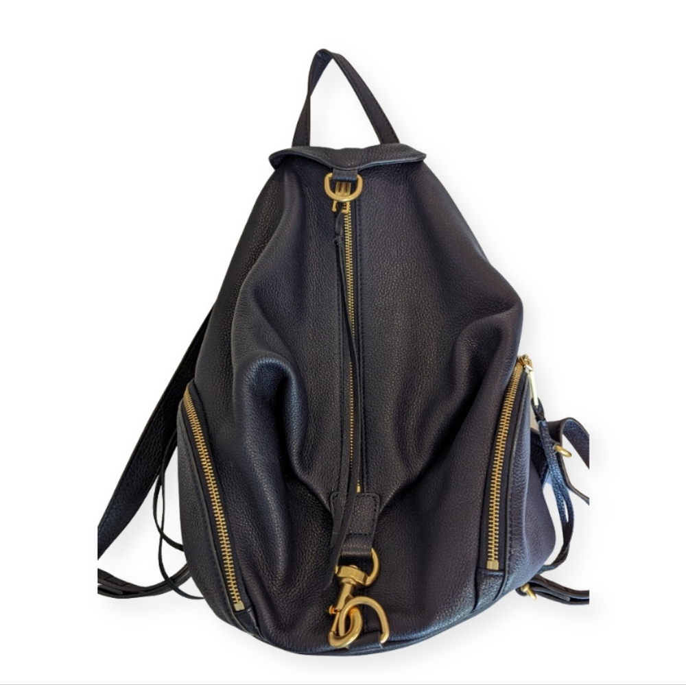 New - Rebecca Minkoff Julian Large Leather Backpack NAVY Blue Authentic